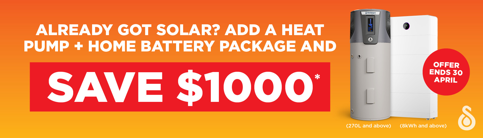 Save $1,000* on an eligible Heat Pump & Battery Package